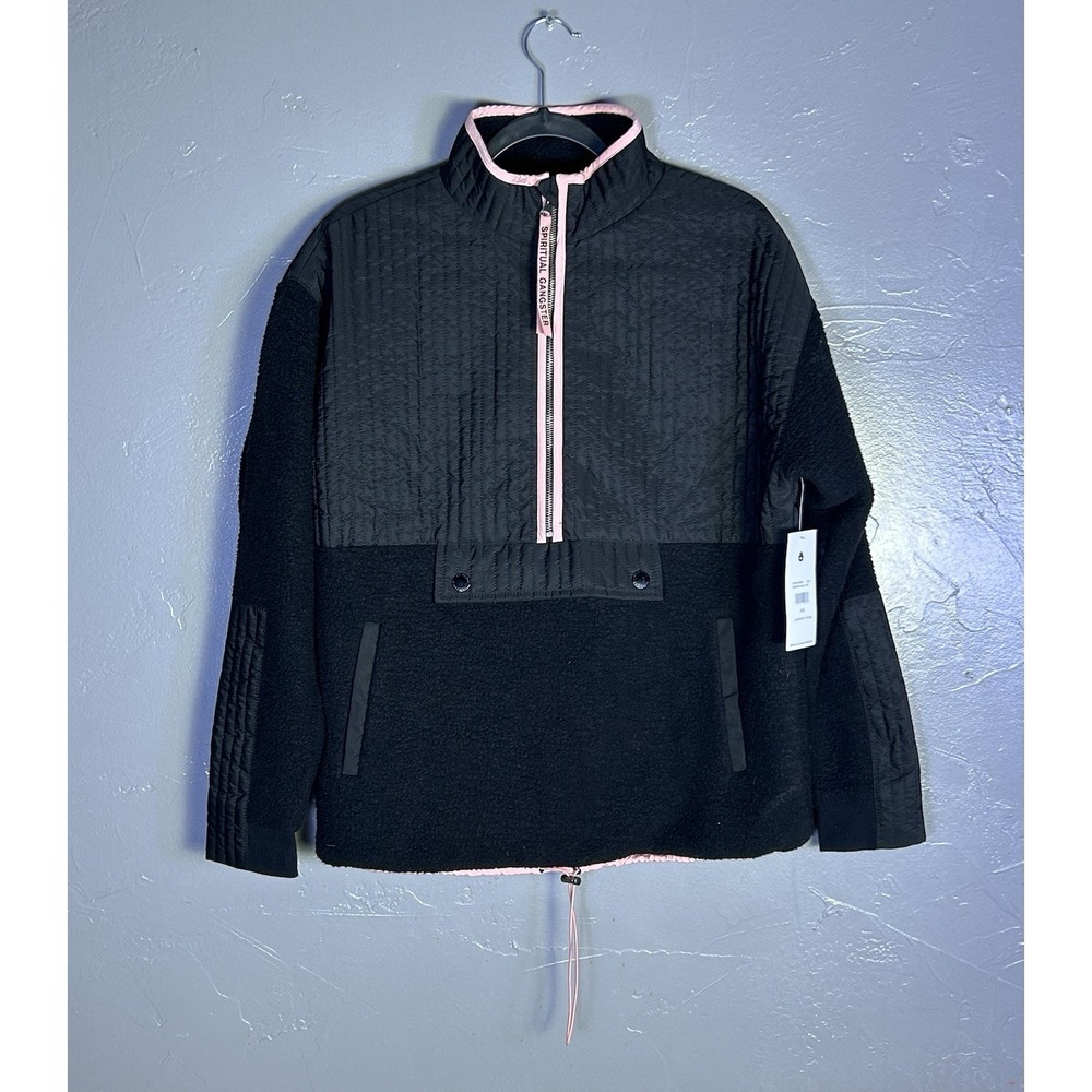 NWT Spiritual Gangster Mix Media Half Zip Pullover - size XS